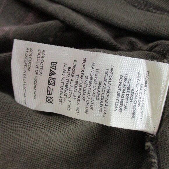 We The Free Shirt Womens Medium Green Fiona Twofer Long Sleeve Grungy Floral Tee - Picture 8 of 12